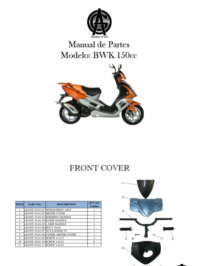 Manual de Partes BWK 150cc AG | PDF | Propulsion | Machines