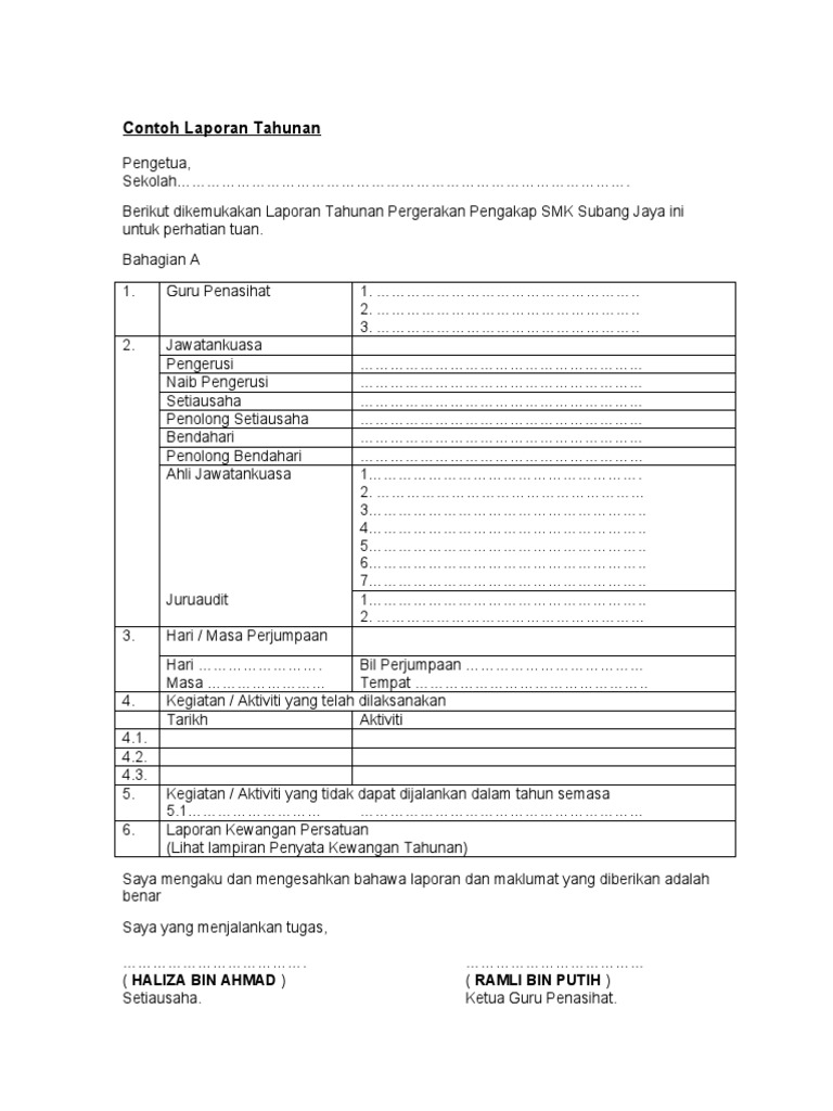 Contoh Laporan Spt Tahunan Koperasi