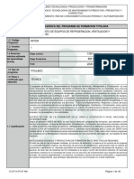 Tecnico en Mantenimiento de Equipos de Refrigeracion, Ventilacion y Climatizacion Estructura Curricular PDF