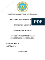 Acta de Convicatoria a Conformacion de Compañia