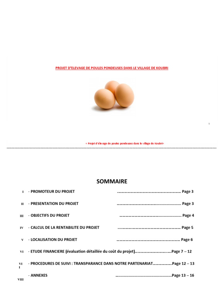 Projet Elevage Poulet De Chair Cameroun Pdf Projet D - Elevage de 500 Poules Pondeuses | PDF | Poulet | Œuf (aliment)