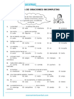 Práctica de oraciones incompletas guía de respuestas