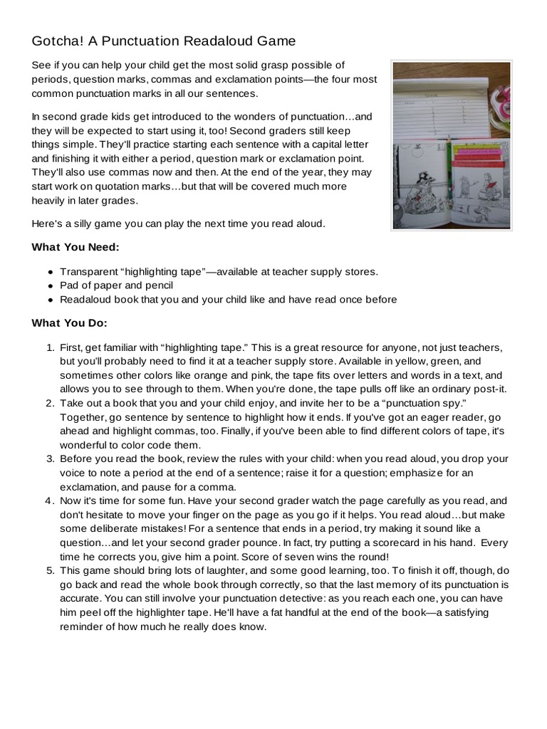 Gotcha Punctuation Readaloud | PDF | Punctuation | Comma