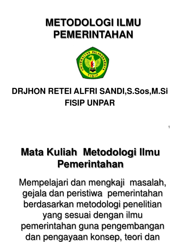 Metodologi Ilmu Pemerintahan Baru 1 Pdf