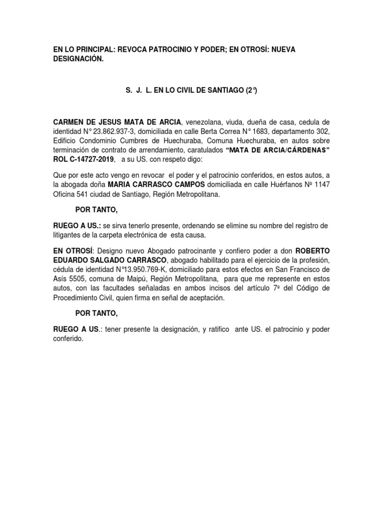 Revocación de Patrocinio Legal | PDF