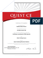 Certificate of Completion for Anti-Money Laundering Course