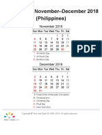 Year 2018 Calendar - Philippines