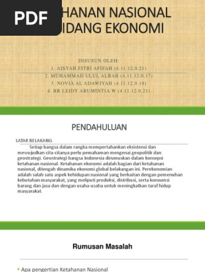 Ketahanan Nasional Di Bidang Ekonomi