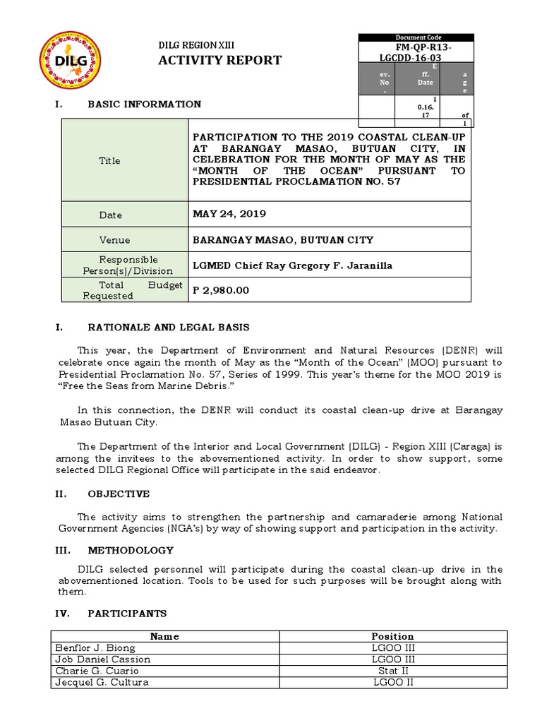 Activity Report: R Ev. No - E Ff. Date P A G e | PDF | Government