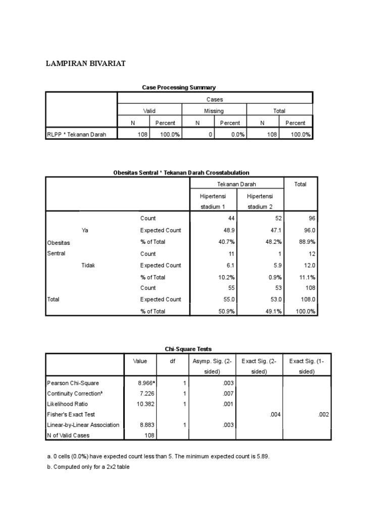 Lampiran Bivariat: Case Processing Summary | PDF | Statistical ...