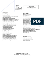 2019 - 2020 VCS Supply List