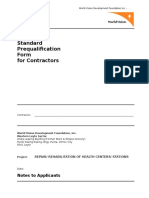 Standard Pre-Qualification Form For Contractors
