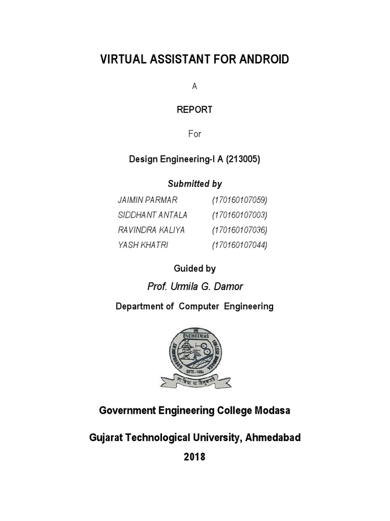 Android Virtual Assistant Report | PDF | Cognition | Areas Of Computer ...