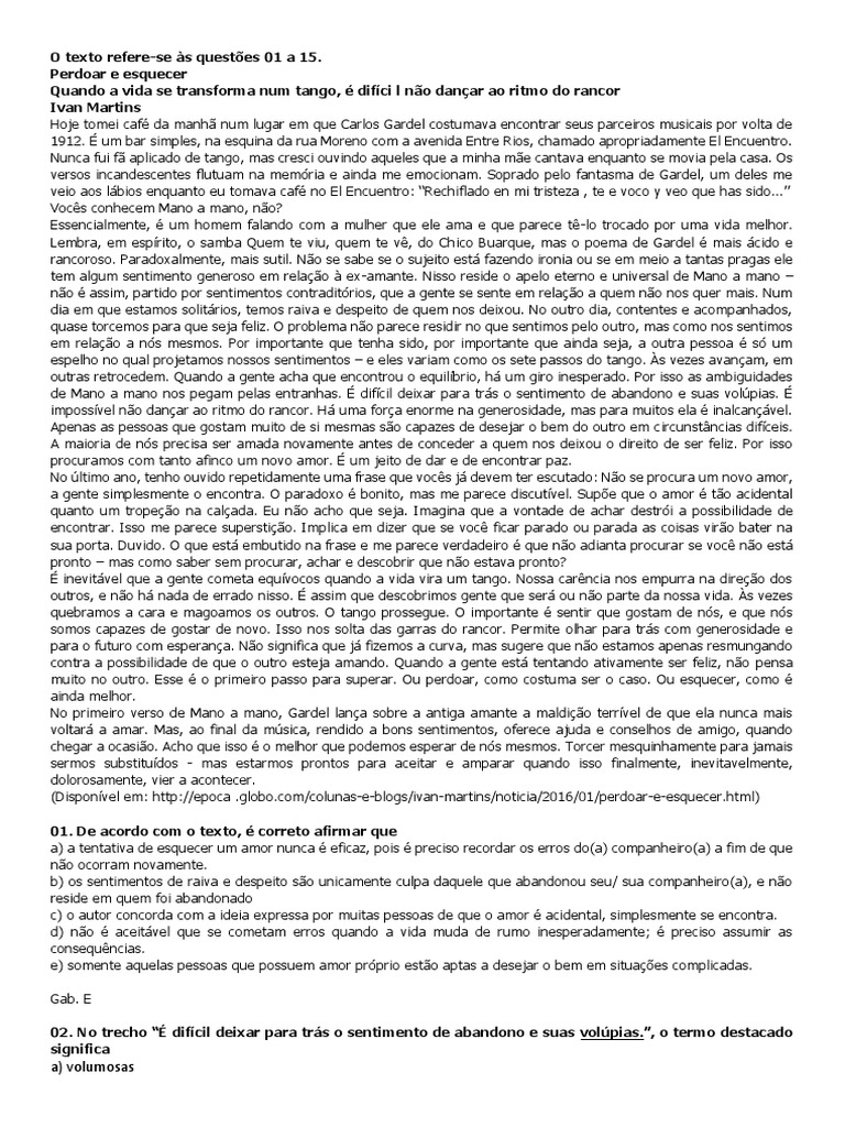 Perdoar e Esquecer: Reflexões sobre Amor | PDF | Depressão | Assunto ...