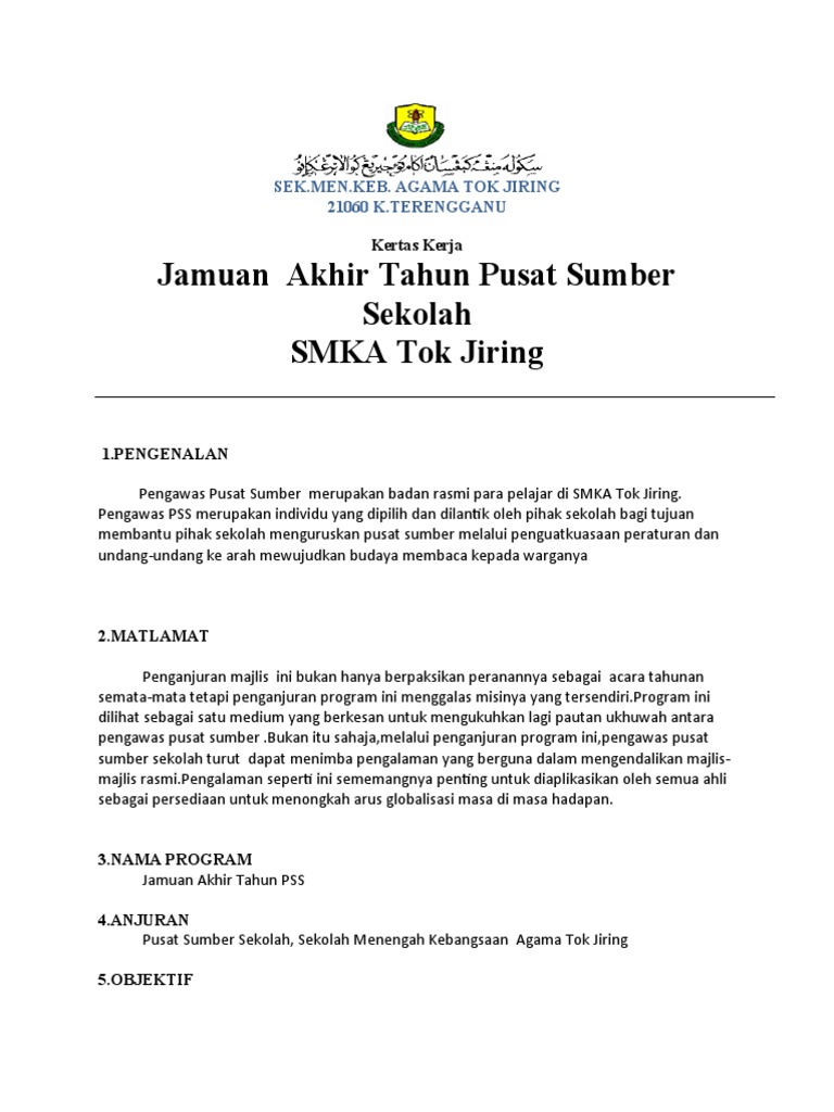 Kertas Kerja Jamuan Akhir Tahun PSS 2010 Kertas Kerja Jamuan Akhir Tahun PSS 2010