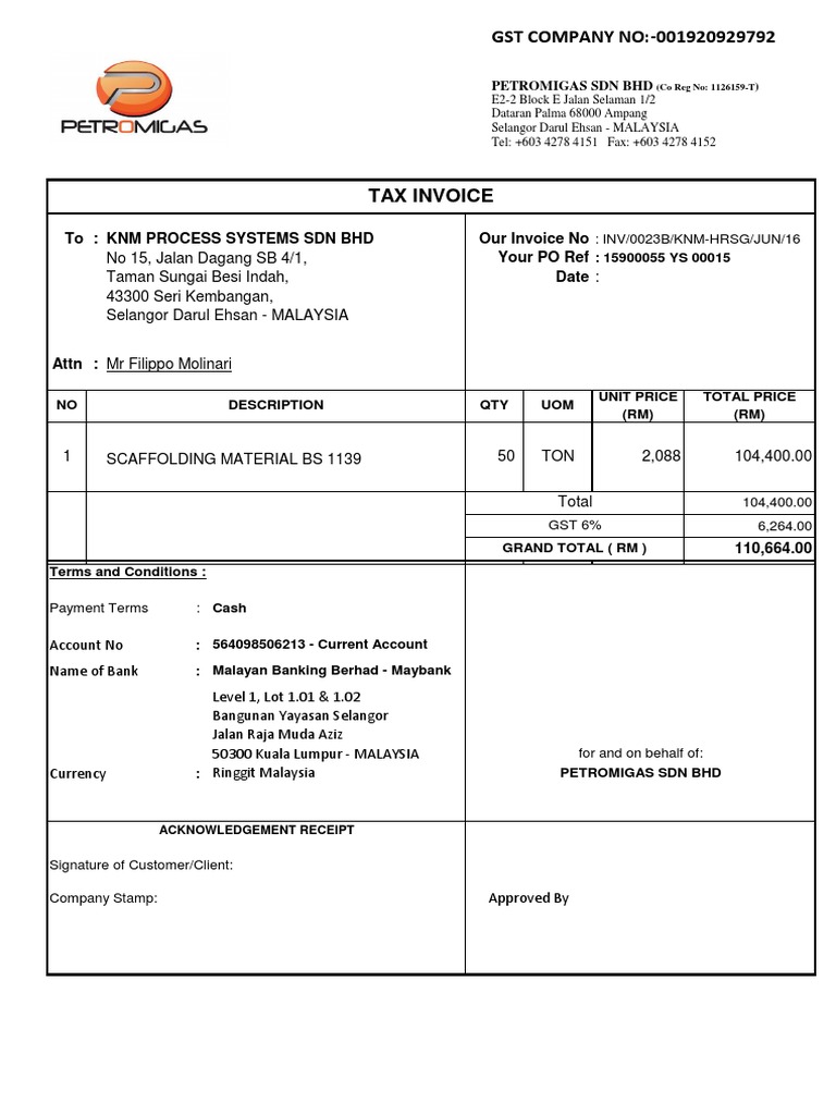 Scaffolding Invoice INV/0023B | PDF
