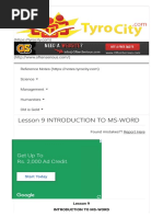 Lesson 9 Introduction To Ms-Word - Reference Notes
