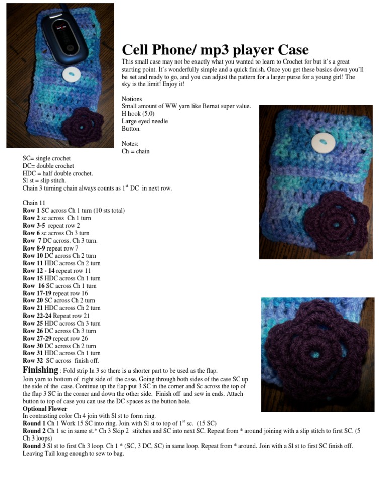 Free Crochet Cell Phone Case Pattern | PDF | Crochet | Sewing
