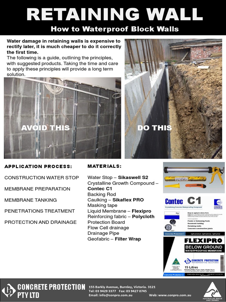 Retaining Wall How To Waterproof Concrete Water