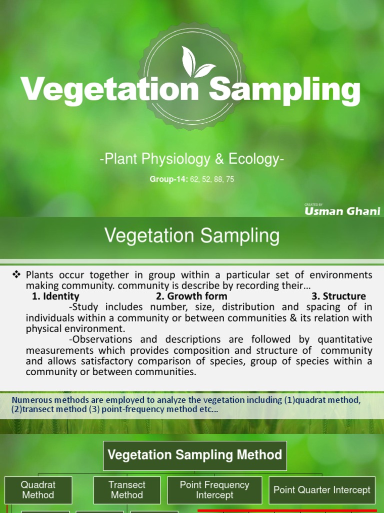 Vegetation Sampling Sampling (Statistics) Ecology