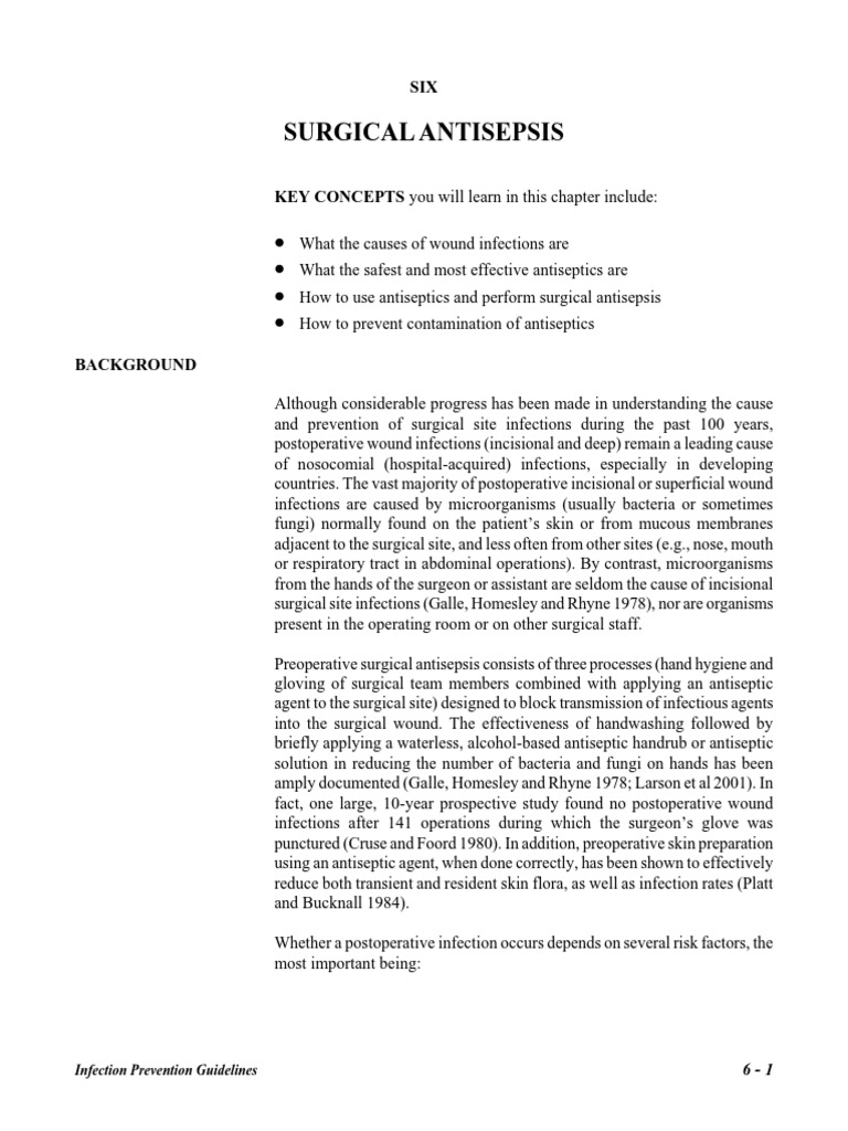 Surgical Antisepsis X X X X PDF Hospital Acquired Infection Surgery