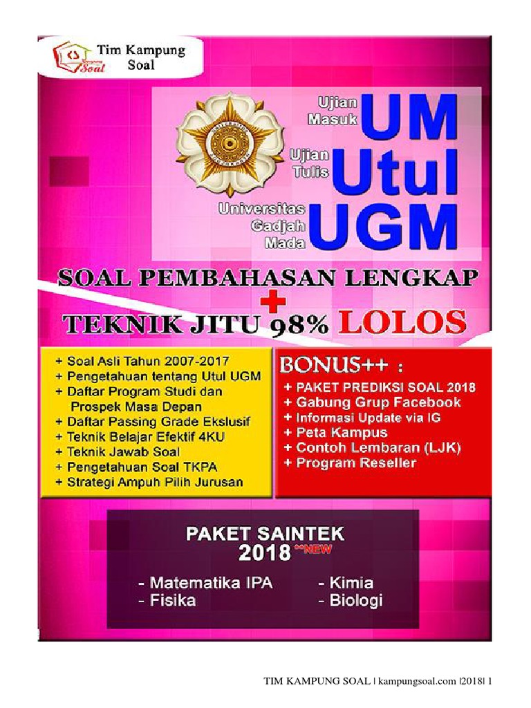 7384 Soal Utul Ugm Saintek 2018 Unlocked