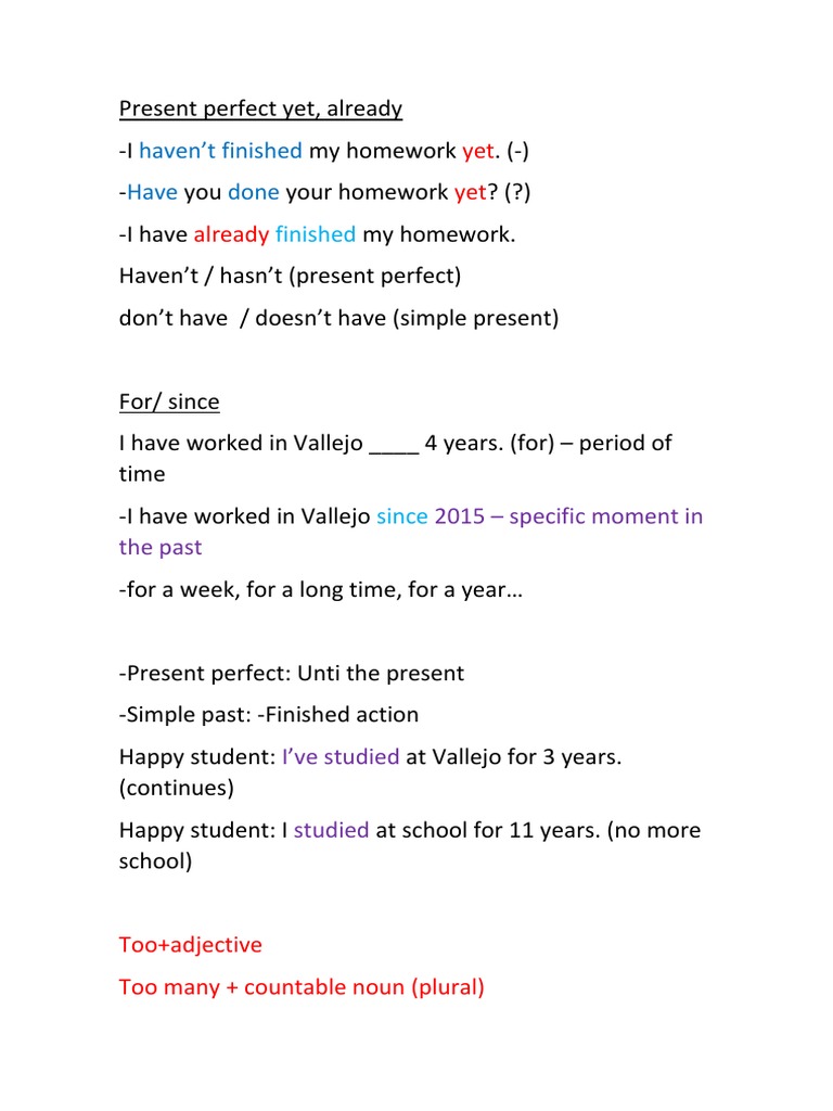 Haven't Finished Have Done: Yet Yet Already | PDF