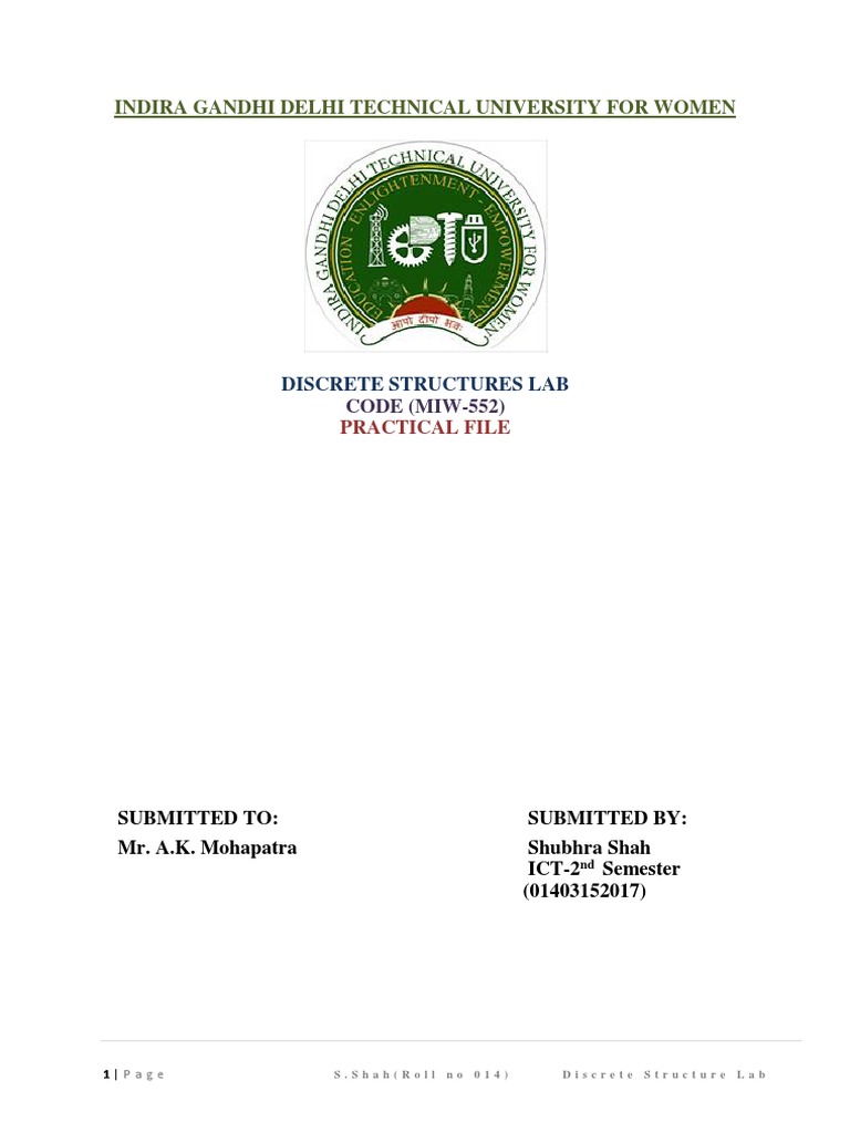Discrete Structures Lab Practical File | PDF | Areas Of Computer ...