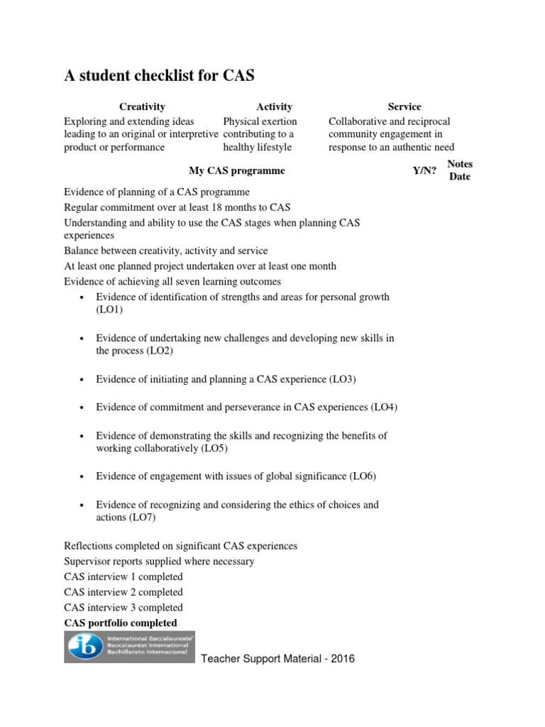 CAS Student Checklist Guide | PDF