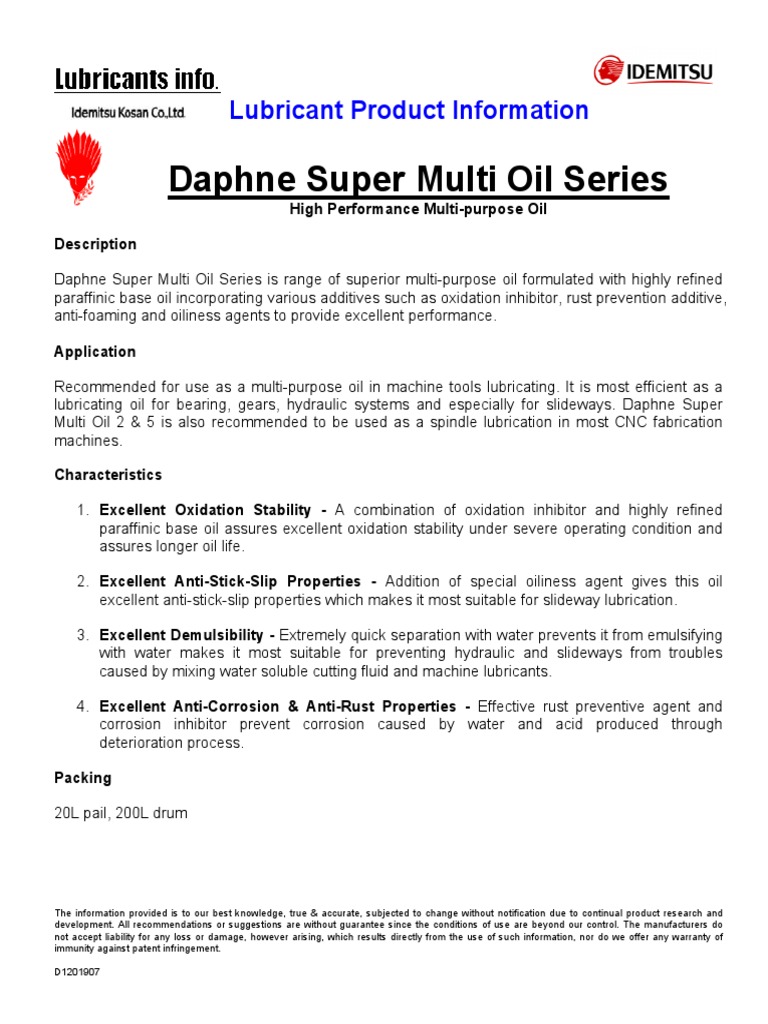 Idemitsu - Super Multi Oil Series | PDF | Lubricant | Chemistry