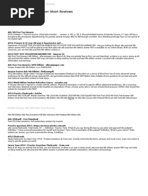 Atls 9th Post Test Answer Major Trauma Medical Specialties