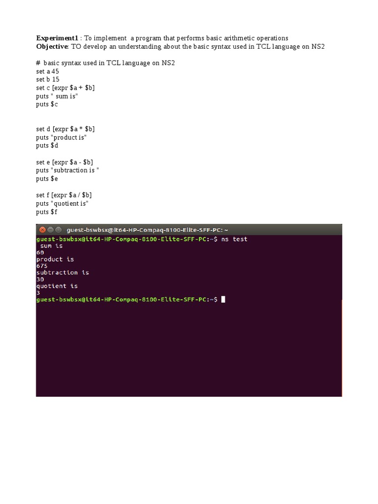 TCL Syntax for Basic Arithmetic Operations | PDF | Discrete Mathematics ...