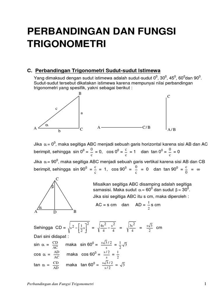 Contoh Soal Perbandingan Trigonometri Sudut Istimewa