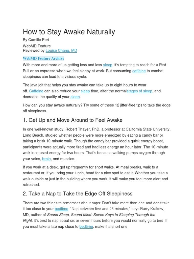 Natural Ways to Stay Awake | PDF | Sleep | Breathing