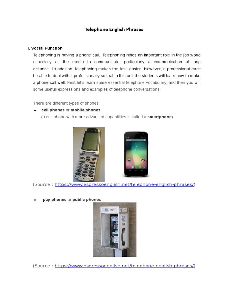 Bahan Ajar Telephone English Phrases Telephone Call Telephone
