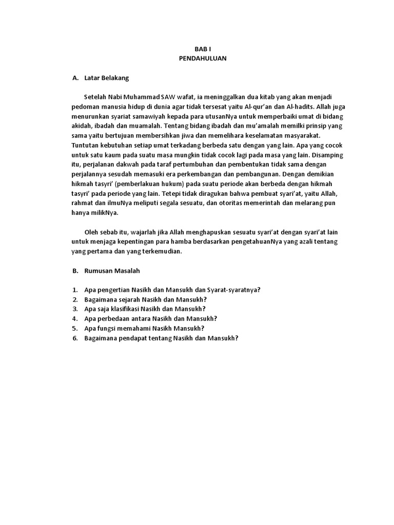 Makalah Tentang Nasikh Dan Mansukh