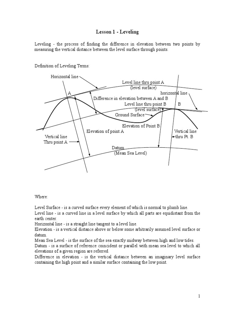 Differential Leveling Techniques | PDF | Sea Level | Line (Geometry)