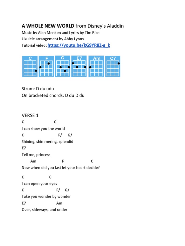 A Whole New World Disney S Aladdin Pdf Musical Compositions Songs