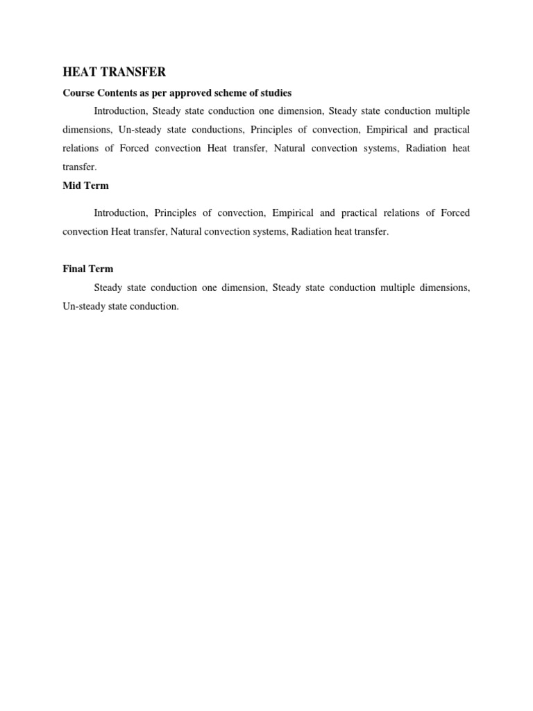 Heat Transfer Course Overview | PDF | Science & Mathematics