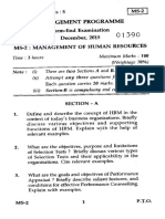 Management Programme Term-End Examination December, 2015 Ms-2: Management of Human Resources