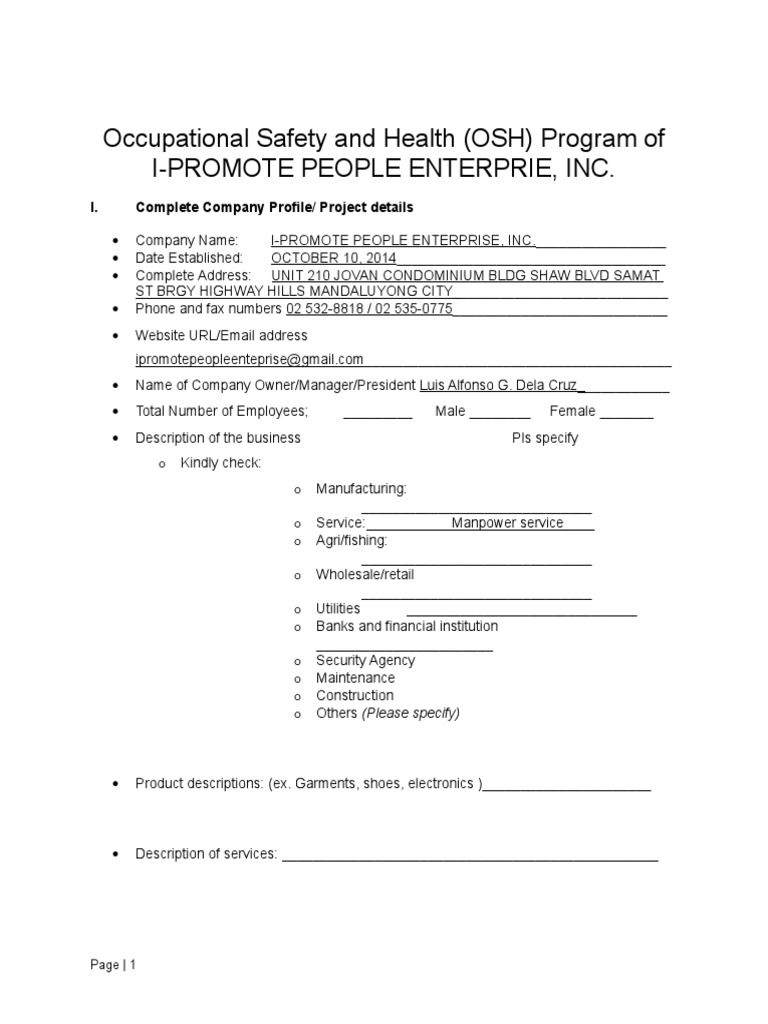 Dole Osh Compliance PDF Occupational Safety And Health Personal