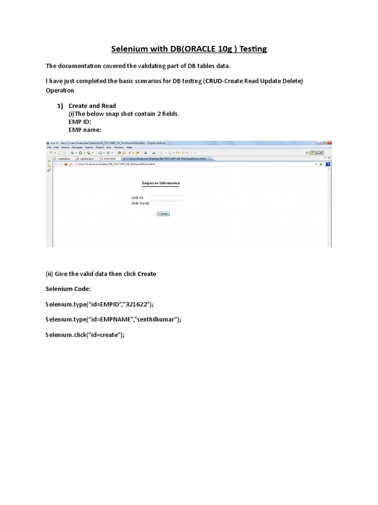 Oracle DB Testing with Selenium | PDF | Oracle Database | Computer Data