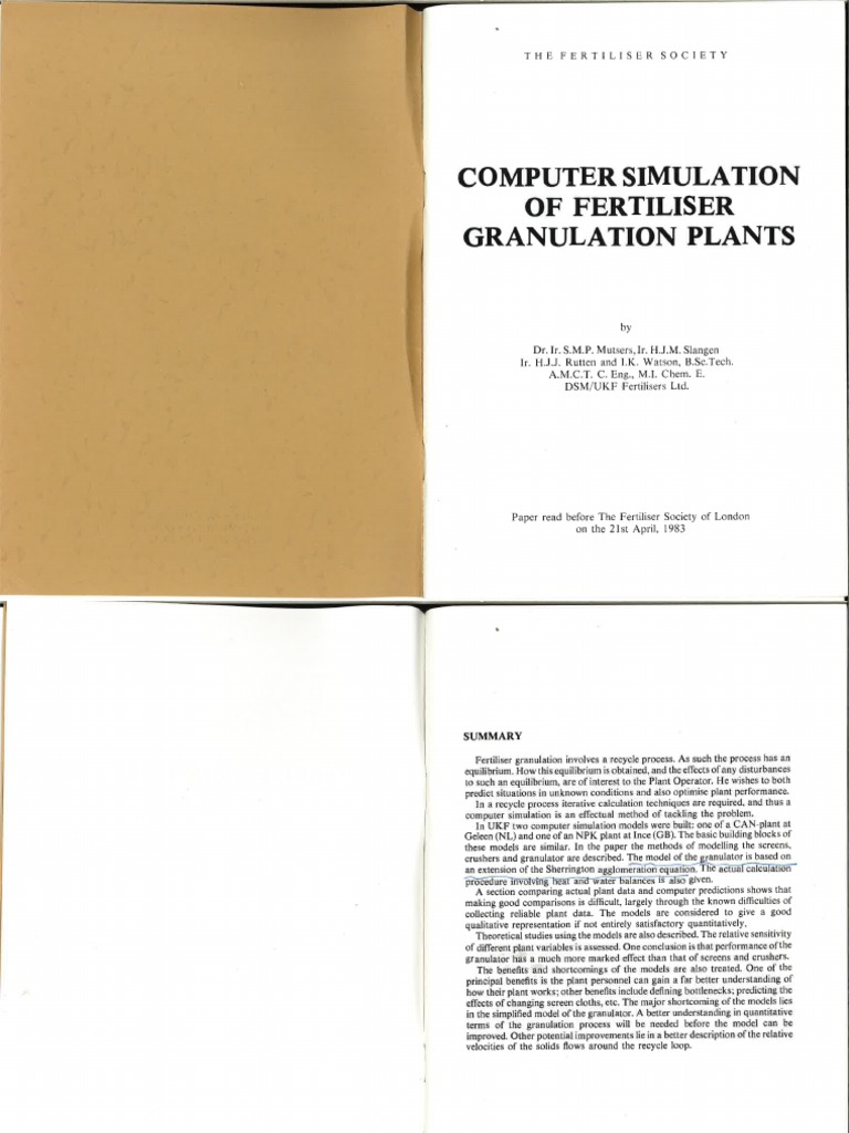 Computer Simulation of Fertilizer Granulation Plants | PDF