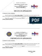 Certificate of Appearance: Initao District