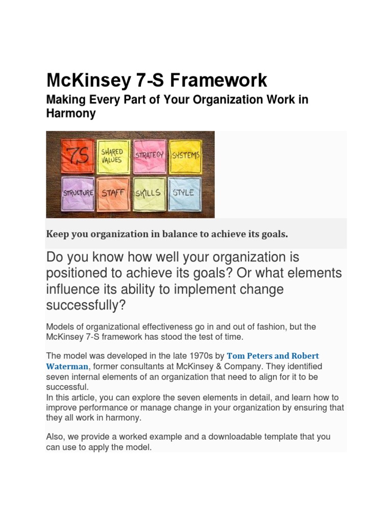 McKinsey 7 | PDF | Competence (Human Resources) | Organizational Culture
