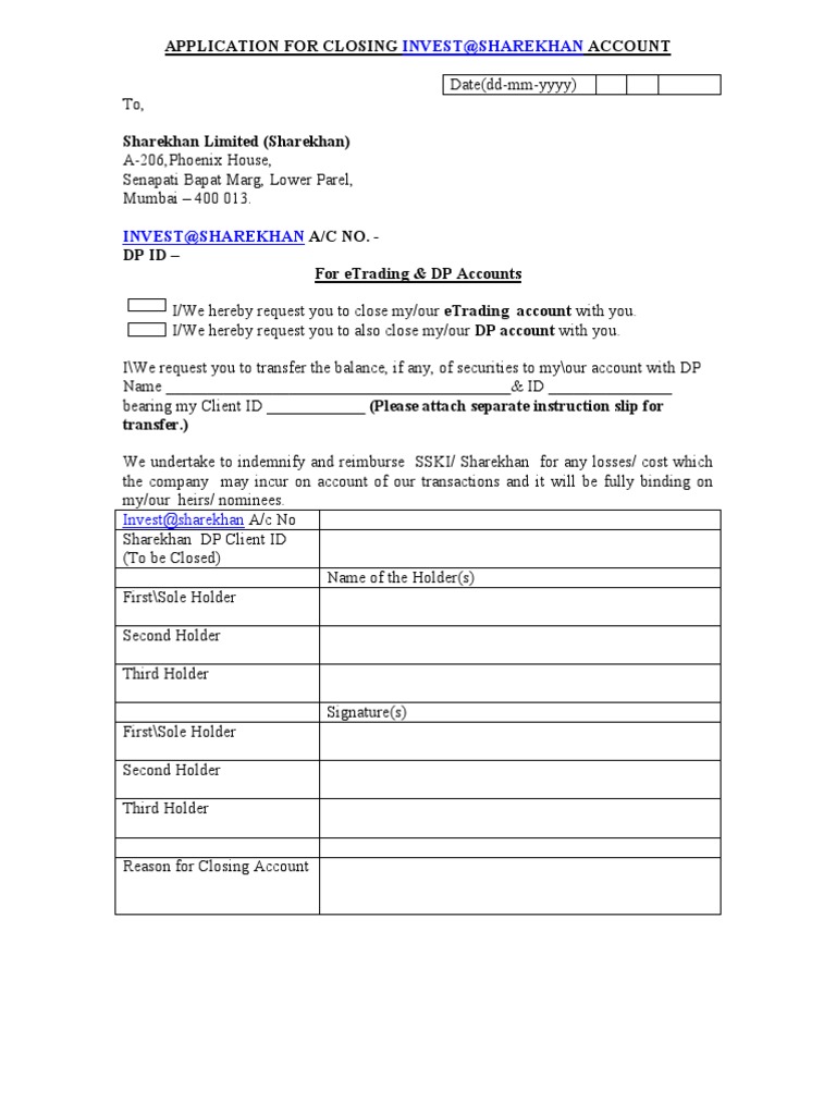 Account Closing Form