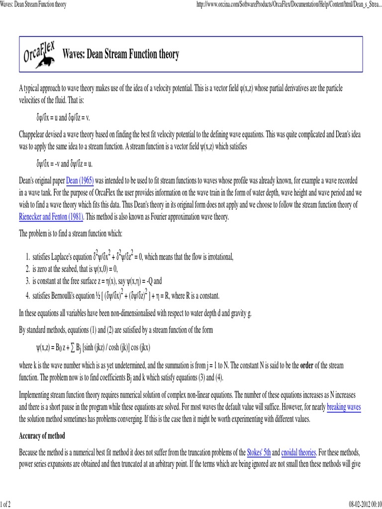 Dean Stream Function Wave Theory | PDF | Waves | Physics