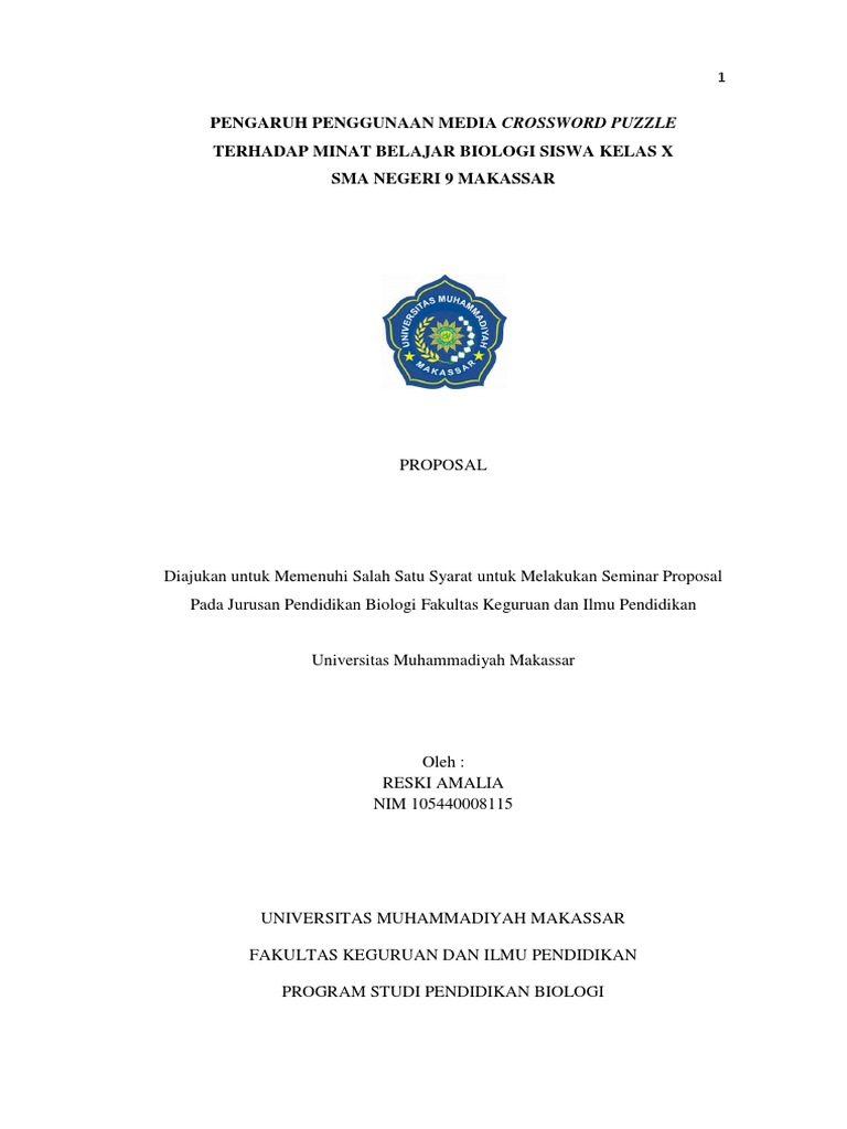 Proposal Penelitian Pendidikan Biologi Makassar