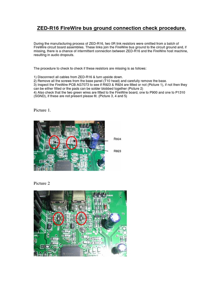 ZEDR16 FireWire Bus Ground Connection Check PDF