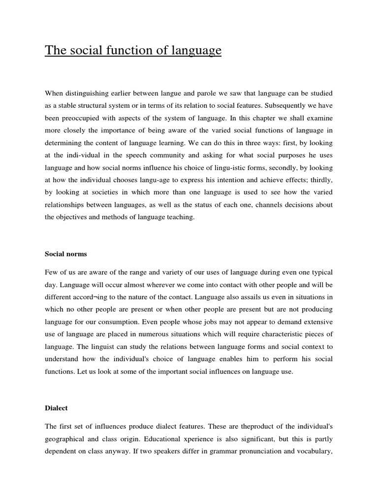 Social Functions of Language in Learning | PDF | Dialect | Accent ...